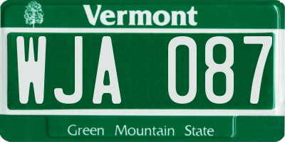VT license plate WJA087