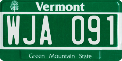 VT license plate WJA091