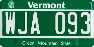 VT license plate WJA093