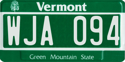 VT license plate WJA094