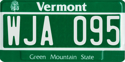 VT license plate WJA095