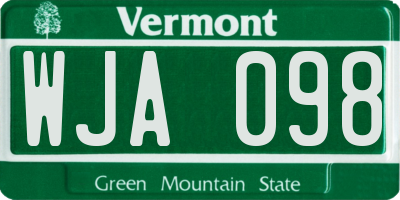 VT license plate WJA098