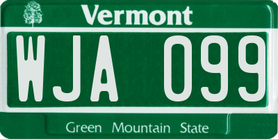 VT license plate WJA099