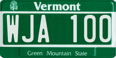 VT license plate WJA100