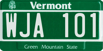 VT license plate WJA101