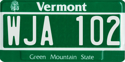 VT license plate WJA102