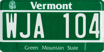 VT license plate WJA104