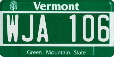 VT license plate WJA106
