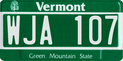 VT license plate WJA107