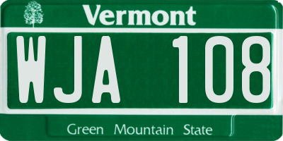 VT license plate WJA108