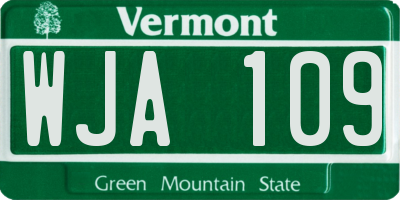 VT license plate WJA109