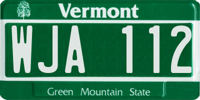 VT license plate WJA112