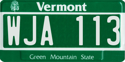 VT license plate WJA113