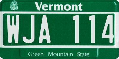 VT license plate WJA114
