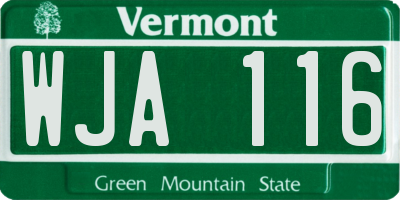 VT license plate WJA116