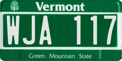 VT license plate WJA117
