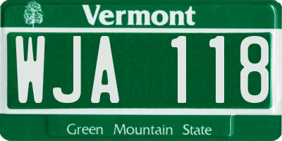 VT license plate WJA118