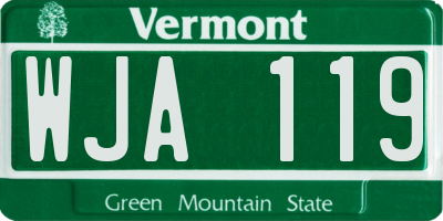VT license plate WJA119