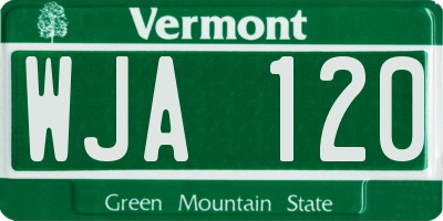 VT license plate WJA120