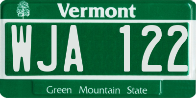 VT license plate WJA122