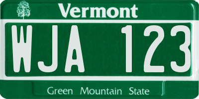 VT license plate WJA123