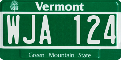 VT license plate WJA124