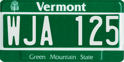 VT license plate WJA125