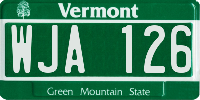 VT license plate WJA126