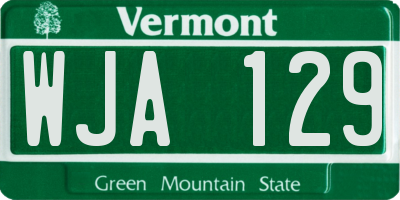 VT license plate WJA129