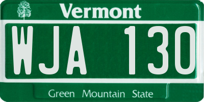 VT license plate WJA130