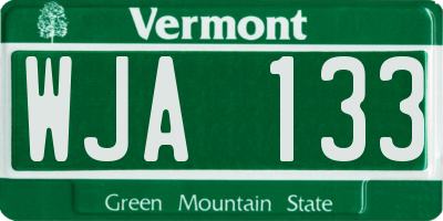 VT license plate WJA133