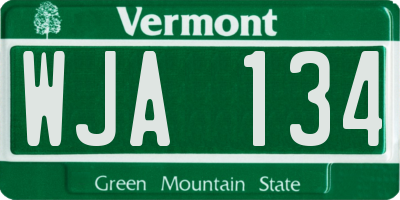 VT license plate WJA134