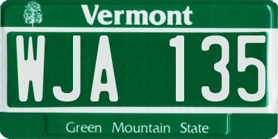 VT license plate WJA135