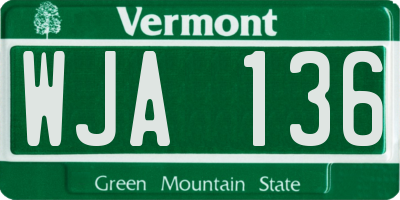 VT license plate WJA136
