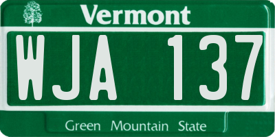 VT license plate WJA137