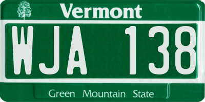 VT license plate WJA138