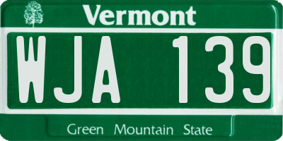 VT license plate WJA139