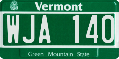 VT license plate WJA140
