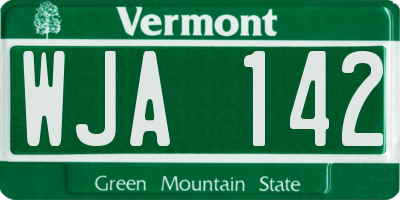 VT license plate WJA142