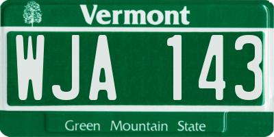 VT license plate WJA143