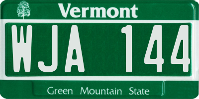 VT license plate WJA144