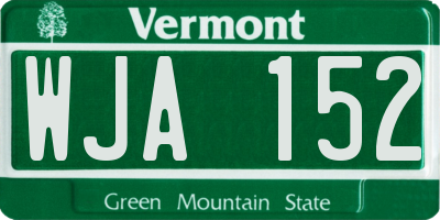 VT license plate WJA152