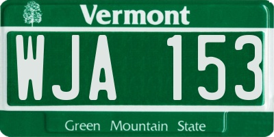 VT license plate WJA153