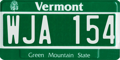 VT license plate WJA154