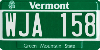 VT license plate WJA158