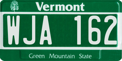 VT license plate WJA162