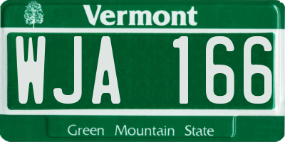 VT license plate WJA166