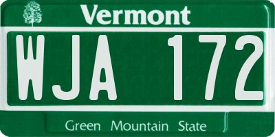 VT license plate WJA172