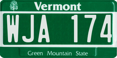 VT license plate WJA174