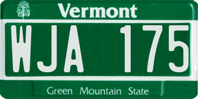 VT license plate WJA175